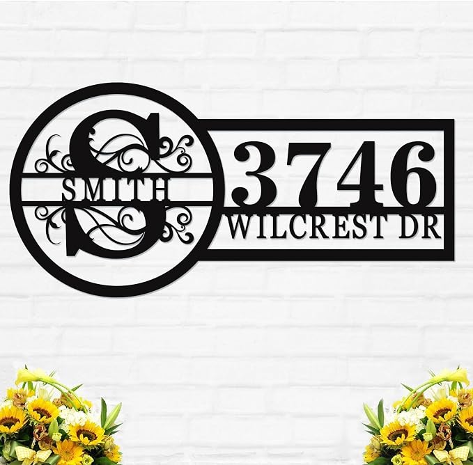 Address Signs,Personalized Modern House Numbers, House Address Signs,Address Signs for Houses,Customized Metal Address Plaques,Custom Metal Address Sign for Outside