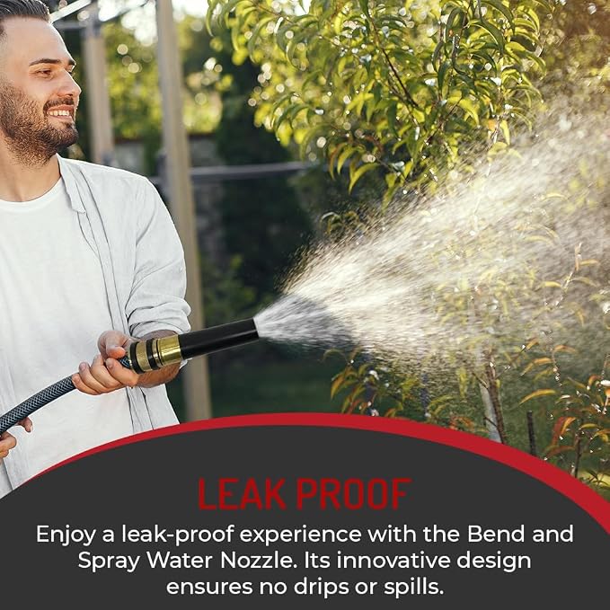 Hi-Tech Adjustable Bend & Spray Water Hose Nozzle – Heavy-Duty, Leak-Proof Nozzles for Car Washing and Lawn Care (4 Pack)