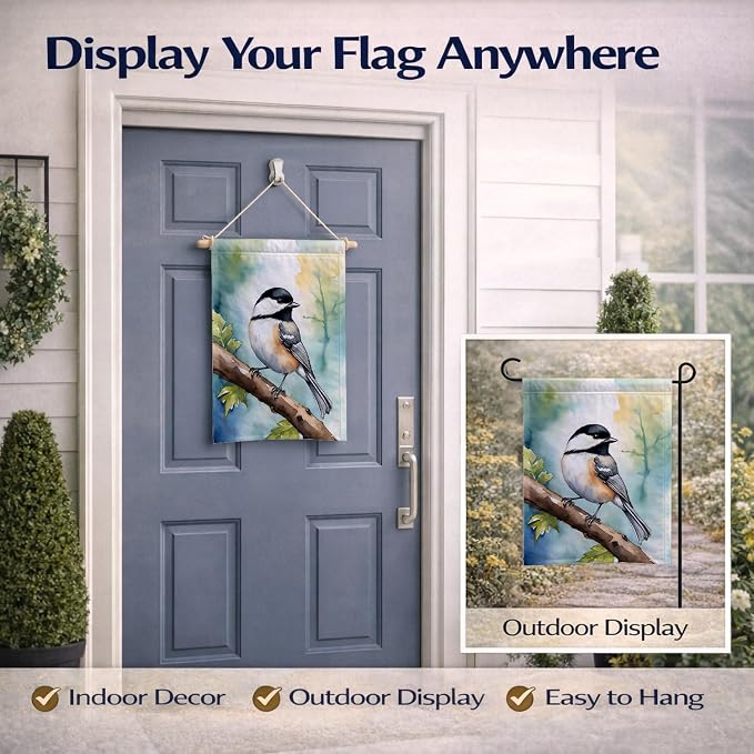 Caroline's Treasures Massachusetts Blackcapped Chickadee Garden Flag Mailbox Flag Decorative Yard Flag Banner Outside Patio Artwork Yard Flower Beds, Garden Size, Multicolor