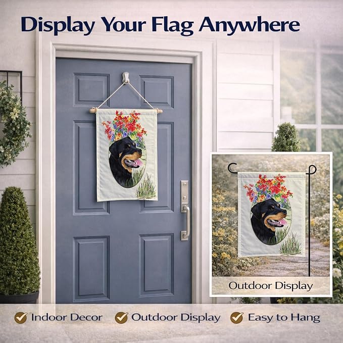 Caroline's Treasures SS8055GF Rottweiler Garden Flag Mailbox Flag Decorative Yard Flag Banner Outside Patio Artwork Yard Flower Beds, Garden Size, Multicolor