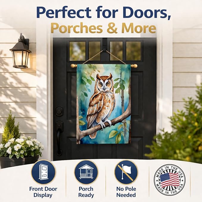 Caroline's Treasures Oriental Bay Owl House Flag Large Porch Sleeve Pole Decorative Outside Yard Banner Artwork Wall Hanging, Polyester, House Size, Multicolor