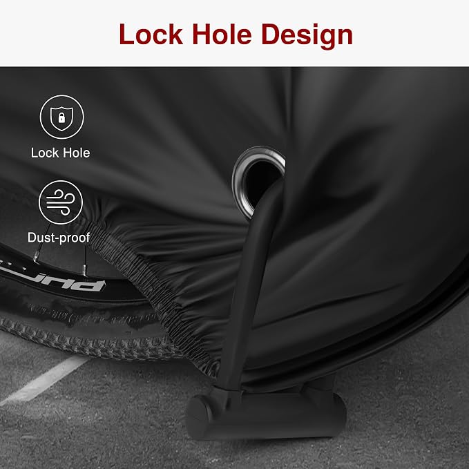 Puroma Bike Cover for 1/2/3 Bikes, Waterproof Outdoor Storage Bicycle Covers Rain Sun UV Dust Wind Proof with Lock Hole for Mountain Road Electric Bike