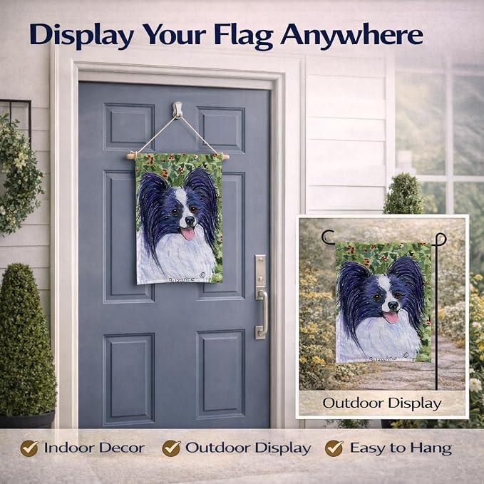 Caroline's Treasures SS8811GF Papillon Garden Flag Mailbox Flag Decorative Yard Flag Banner Outside Patio Artwork Yard Flower Beds, Garden Size, Multicolor