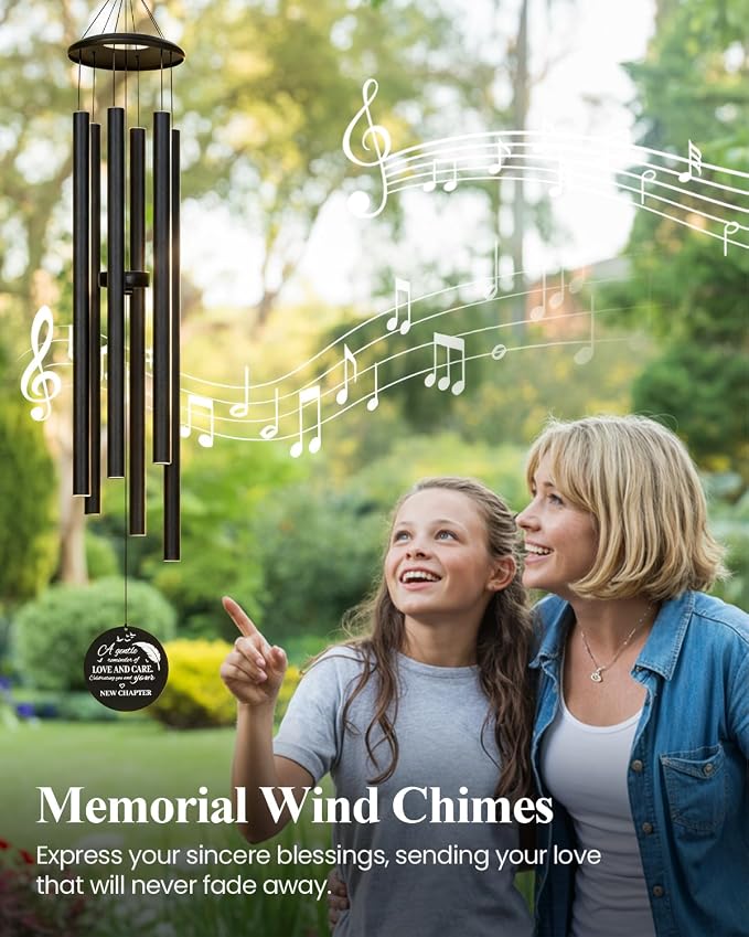 45 Inch Large Wind Chimes for Outside Deep Tone, Tree of Life Wind Chimes Outdoor, Garden, Porch Decor, Memorial Windchimes, Sympathy Gift (Black)