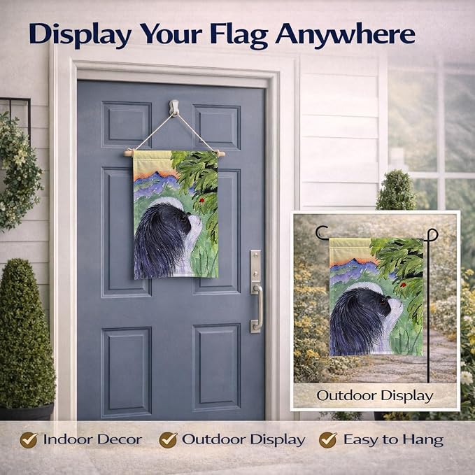Caroline's Treasures SS8259GF Japanese Chin Garden Flag Mailbox Flag Decorative Yard Flag Banner Outside Patio Artwork Yard Flower Beds, Garden Size, Multicolor