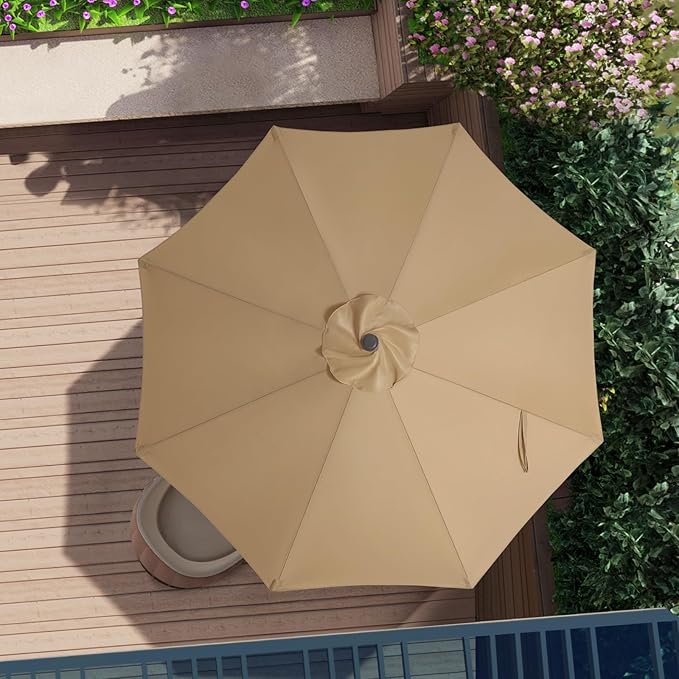 ABCCANOPY 9ft Outdoor Umbrella Replacement Top Suit 8 Ribs (White)