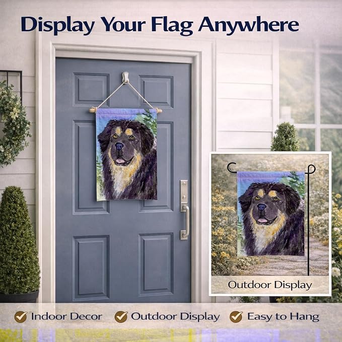 Caroline's Treasures SS8930GF Tibetan Mastiff Garden Flag Mailbox Flag Decorative Yard Flag Banner Outside Patio Artwork Yard Flower Beds, Garden Size, Multicolor