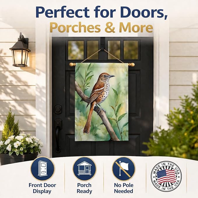 Caroline's Treasures Georgia Brown Thrasher House Flag Large Porch Sleeve Pole Decorative Outside Yard Banner Artwork Wall Hanging, Polyester, House Size, Multicolor