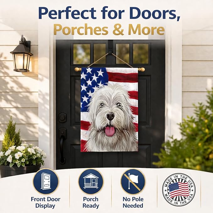 Caroline's Treasures CK6688CHF Sapsali Dog American Flag House Flag Large Porch Sleeve Pole Decorative Outside Yard Banner Artwork Wall Hanging, Polyester, House Size, Multicolor
