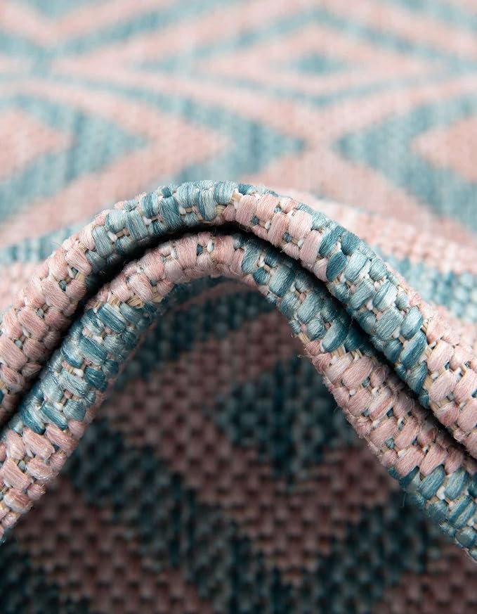 Unique Loom Jill Zarin Jill Zarin Outdoor Collection Area Rug - Costa Rica (2' 2" x 3' 1" Rectangle, Pink and Aqua/Light Blue)