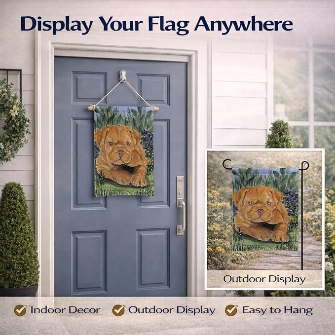 Caroline's Treasures SS8032GF Dogue de Bordeaux Garden Flag Mailbox Flag Decorative Yard Flag Banner Outside Patio Artwork Yard Flower Beds, Garden Size, Multicolor