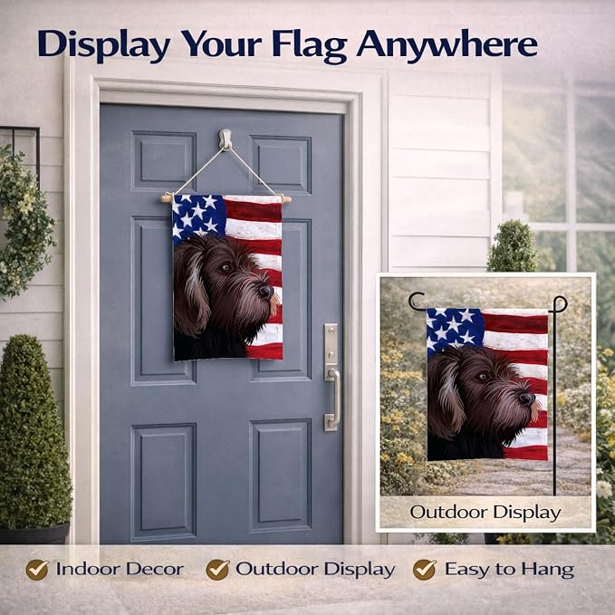 Caroline's Treasures CK6535GF German Roughhaired Pointer American Flag Garden Flag Mailbox Flag Decorative Yard Flag Banner Outside Patio Artwork Yard Flower Beds, Garden Size, Multicolor