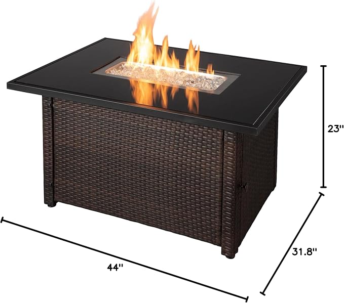 Endless Summer GAD17400SP Rectangular Outdoor Gas, Brown/Black Fire Table, Multi Color
