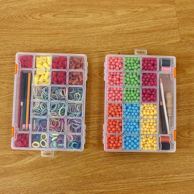 4 Pack Fixed 21 Grids Clear Plastic Storage Box, Transparent Organizer Container Case for Small Parts, Bead, Button, Jewelry, Diamond, Craft Supplies,Sewing Kit, DIY Accessories