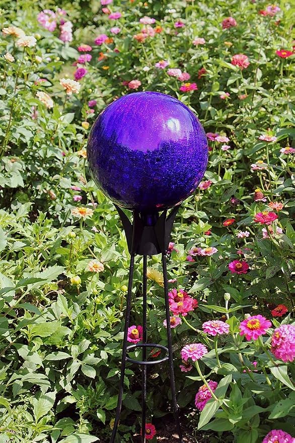 Achla Designs 12-Inch Crackle Gazing Globe Ball, Blue