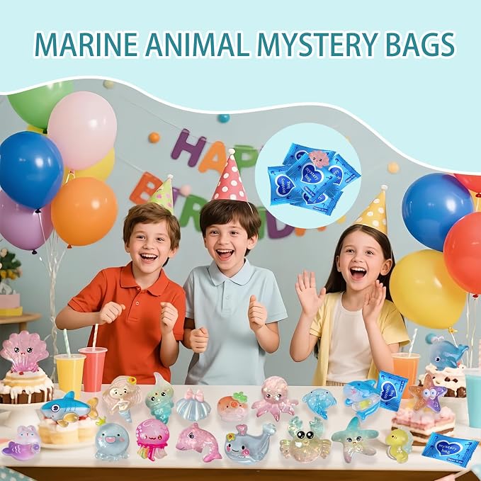Mini Glow In The Dark Animal Resin Models, Resin Animals Mystery Bags, Individually Wrapped Blind Bags Tiny Animal Figurines, Collectible Mini Animals For Fairy Garden, DIY Crafts (50, Ocean)