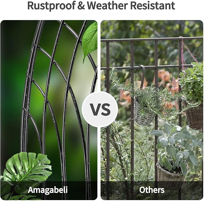 Amagabeli 2 Pack Large Garden Trellis for Climbing Plants 75” x 31” Heavy Duty Rustproof Black Iron Plant Trellis for Potted Plants Support Tall Wall Metal Trellis for Rose Vegetables Cucumber GT05