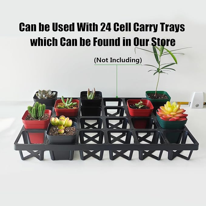 RooTrimmer Square Plastic Nursery Pot 3" 120 Pcs Deep Succulent Pots Small Flower Planter Seeds Starter Pots with Drainage (Green,Black,Red 40pcs Each,2.7Inches)