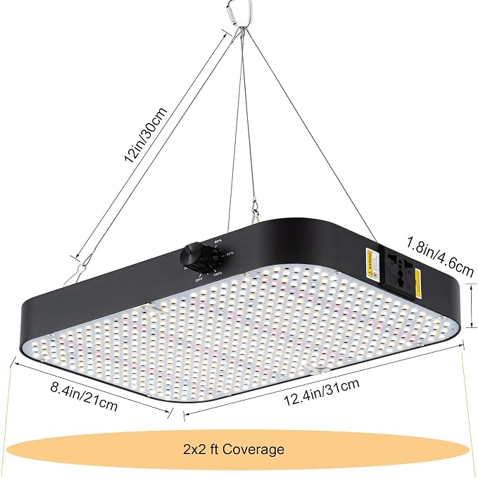 FECiDA 2026 Upgrade Professional 200W LED Grow Light, 200 Watts Actual Power, 2x2 Grow Gent Light for All Growth Stages, Higher Output, Dimming Function Makes Greater Harvest and Saving Money
