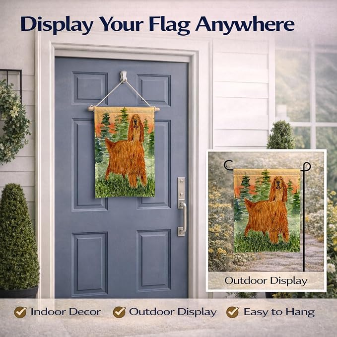 Caroline's Treasures SS8625GF Irish Setter Garden Flag Mailbox Flag Decorative Yard Flag Banner Outside Patio Artwork Yard Flower Beds, Garden Size, Multicolor