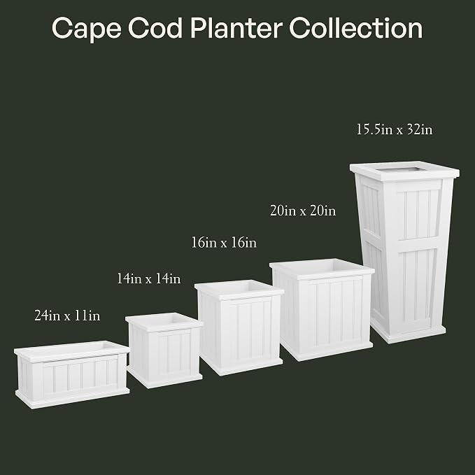 Mayne 4837W Cod Planter, White, 16" x 16" (4837-W)