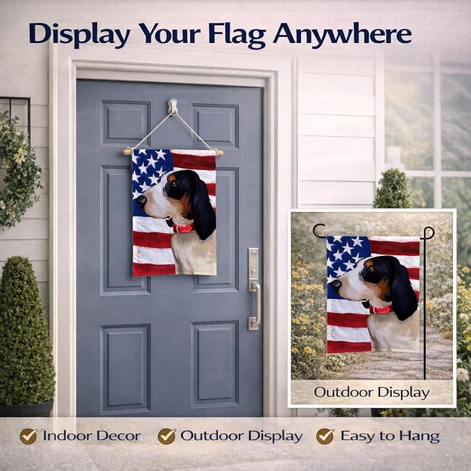 Caroline's Treasures CK6407GF Ariegeois Dog American Flag Garden Flag Mailbox Flag Decorative Yard Flag Banner Outside Patio Artwork Yard Flower Beds, Garden Size, Multicolor