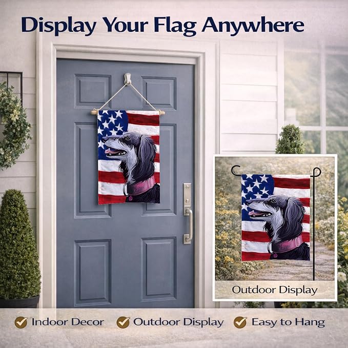 Caroline's Treasures CK6686GF Saluki Dog American Flag Garden Flag Mailbox Flag Decorative Yard Flag Banner Outside Patio Artwork Yard Flower Beds, Garden Size, Multicolor