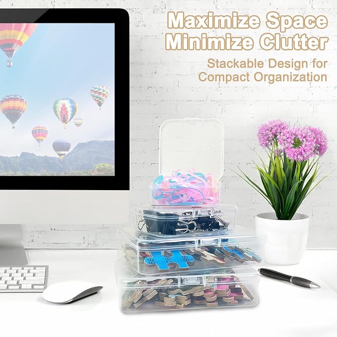 59 PCS Stackable Bead Organizer Box with Removable Cases, Labels & Handle | Clear Plastic Storage for Beads, Jewelry, Diamond Painting, Screws, Crafts, and Small Parts With Hinged lids