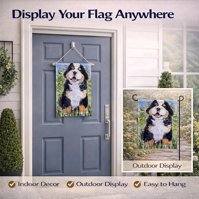 Caroline's Treasures SS8750GF Bernese Mountain Dog Garden Flag Mailbox Flag Decorative Yard Flag Banner Outside Patio Artwork Yard Flower Beds, Garden Size, Multicolor
