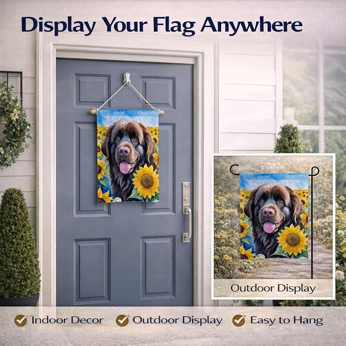 Caroline's Treasures DAC6124GF Newfoundland in Sunflowers Garden Flag Mailbox Flag Decorative Yard Flag Banner Outside Patio Artwork Yard Flower Beds, Garden Size, Multicolor