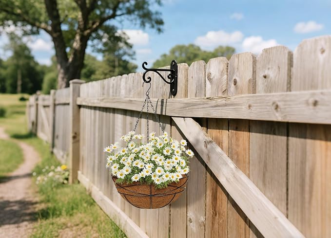 2 Pack 14 inch Metal Hanging Baskets for Plants Outdoor Metal Wire Hanging Basket Planter with Coco Fiber Liners Flower Pots for Home Porch Garden Patio, Diamond-Shaped