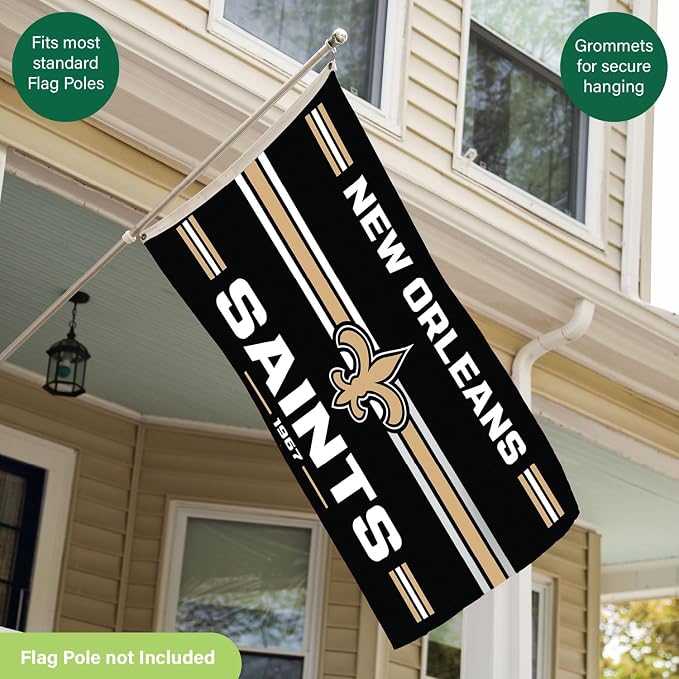 NFL New Orleans Saints Vintage Flag | 3 x 5 Estate Flag with Grommets | Heavy Duty Banner for Outdoor Garden Patio Decoration | Indoor Wall Decor for Room | Works with Flagpoles for Outside House (New Orleans Saints-Vintage)