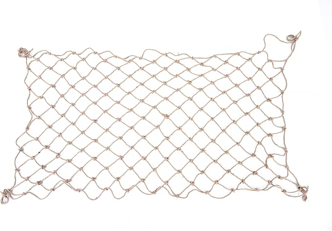 Jute Hemp Rope Net,Heavy Duty Natural Safety Rope Netting Balcony Stairs Fence Garden Playground Protection Net Indoor & Outdoor Decoration Rope Netting (3 FT x 16 FT)