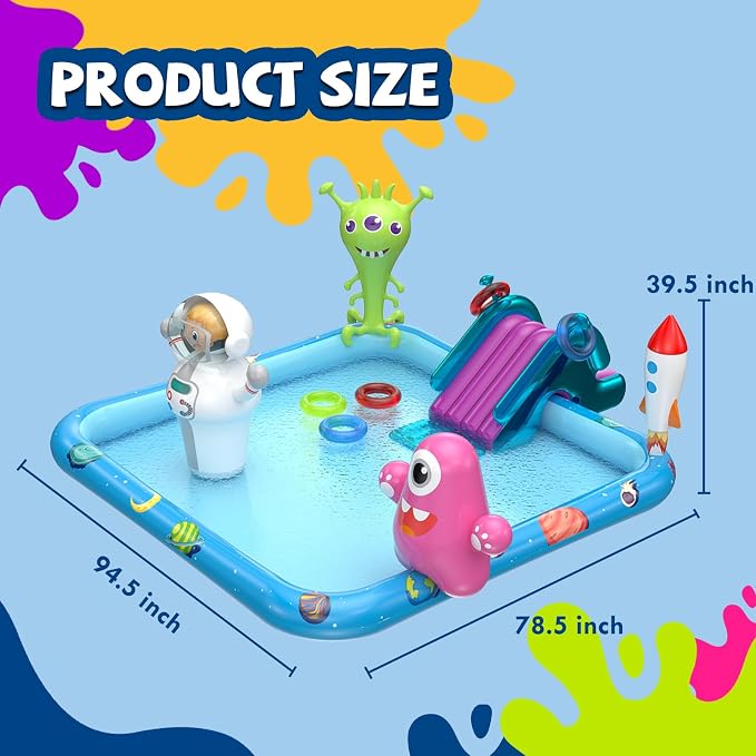DIMAR GARDEN Inflatable Kids Swimming Pool Water Slide, Blow Up Spray Pool Play Center