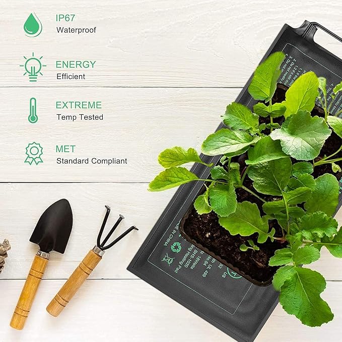 GOLOPET Seedling Heat Mat 4 Pack Dual Certified by MET and UL Plant Heating Mat Pad with Power Failure Protection Thermostatic Waterproof Suitable for Seedlings