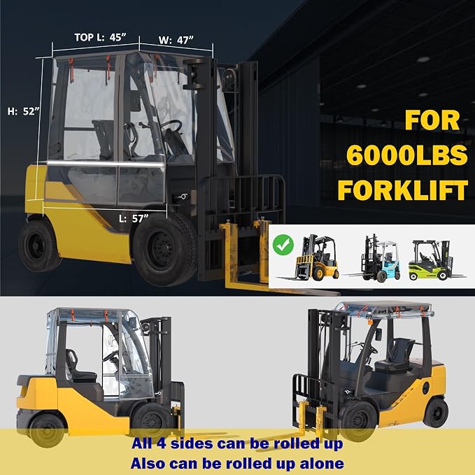 SANTIANO All-Weather Forklift Cover,0.5mm Reinforced EVA, 600D Silver Oxford, Waterproof, Windproof, UV Proof, Universal Fit for 6000 LBS Forklift,Forlift Sun Cover Easy to Use.