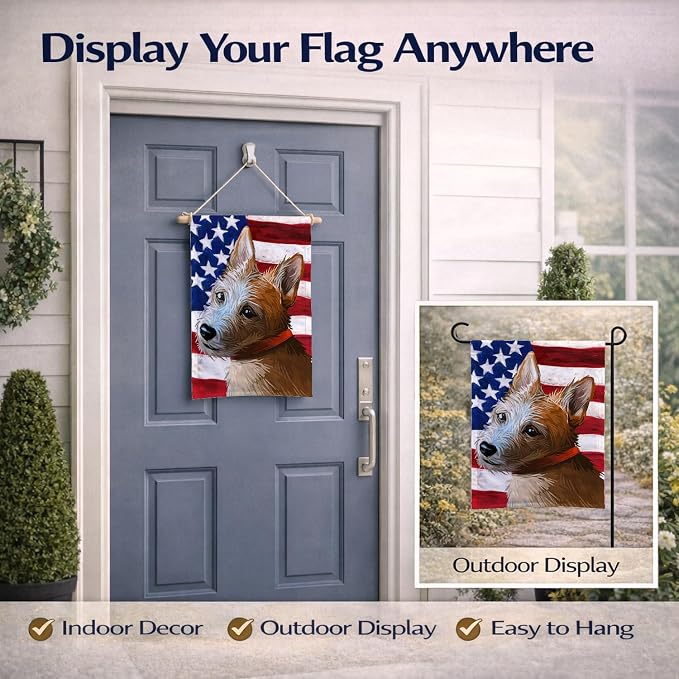 Caroline's Treasures CK6659GF Portuguese Podengo Dog American Flag Garden Flag Mailbox Flag Decorative Yard Flag Banner Outside Patio Artwork Yard Flower Beds, Garden Size, Multicolor