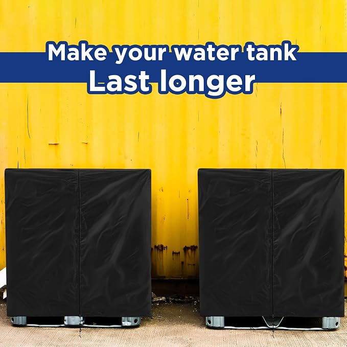 Zhehao IBC Tote Cover Water Tank Protection Cover Zipper 210D Heavy Waterproof Sunscreen Material Outdoor Garden Water Tank Cover (2, 275 Gallon)