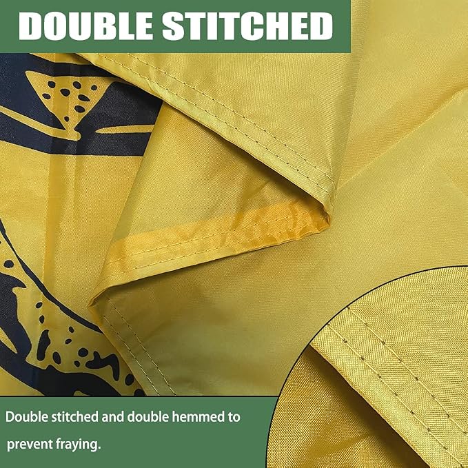 Double Sided Dont Tread on Me Gadsden Flag- Heavy Duty Don't Tread on Me Flag 3x5 outdoor -Tea Party Rattlesnake Flags Banner with 2 Brass Grommets 4 Rows Stitched