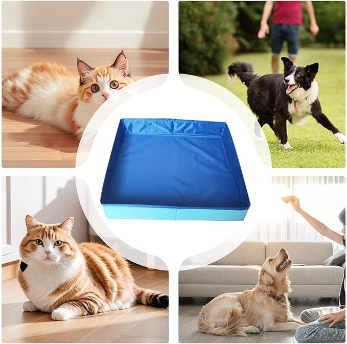 Foldable Pet Swimming Pool 50x50x10cm PVC Dog Pool Square-Shaped Non-Inflatable Bathing Tub for Pet Small Dogs Cat Duck