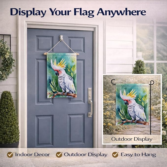 Caroline's Treasures Cockatoo Garden Flag Mailbox Flag Decorative Yard Flag Banner Outside Patio Artwork Yard Flower Beds, Garden Size, Multicolor