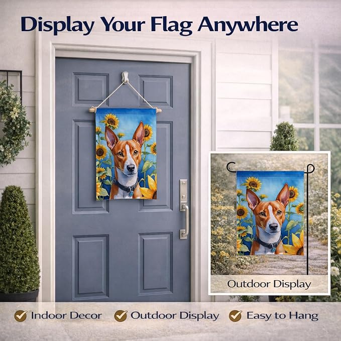 Caroline's Treasures DAC6016GF Basenji in Sunflowers Garden Flag Mailbox Flag Decorative Yard Flag Banner Outside Patio Artwork Yard Flower Beds, Garden Size, Multicolor