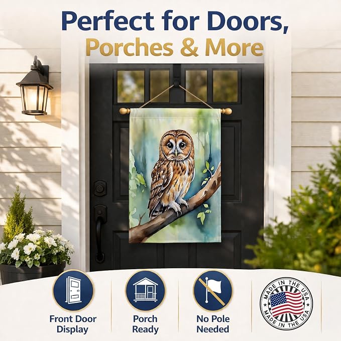Caroline's Treasures Tawny Owl House Flag Large Porch Sleeve Pole Decorative Outside Yard Banner Artwork Wall Hanging, Polyester, House Size, Multicolor