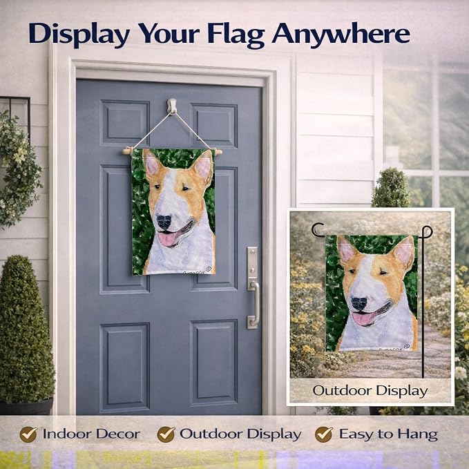 Caroline's Treasures SS8873GF Bull Terrier Garden Flag Mailbox Flag Decorative Yard Flag Banner Outside Patio Artwork Yard Flower Beds, Garden Size, Multicolor