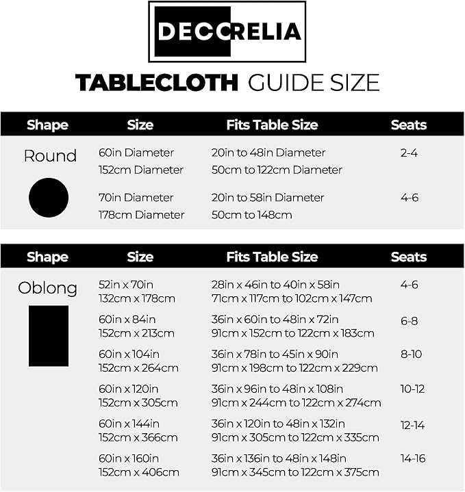Decorelia Waterproof Linen Texture Table Cloth for Round Dining Table, Decorative Fabric Anti-Scratch Table Cover for Indoor Outdoor Party Dining & Kitchen Table (70 Inch, Round (4-6 Seats), Black)