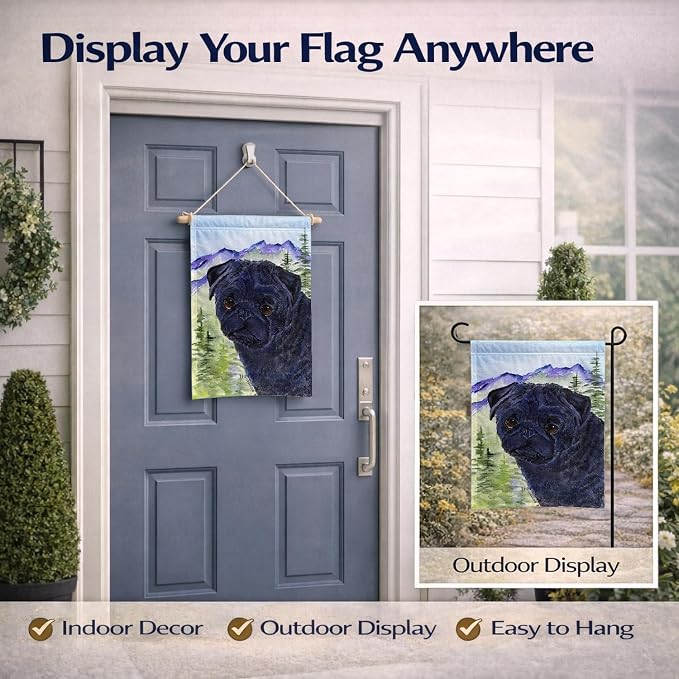 Caroline's Treasures SS8420GF Pug Garden Flag Mailbox Flag Decorative Yard Flag Banner Outside Patio Artwork Yard Flower Beds, Garden Size, Multicolor