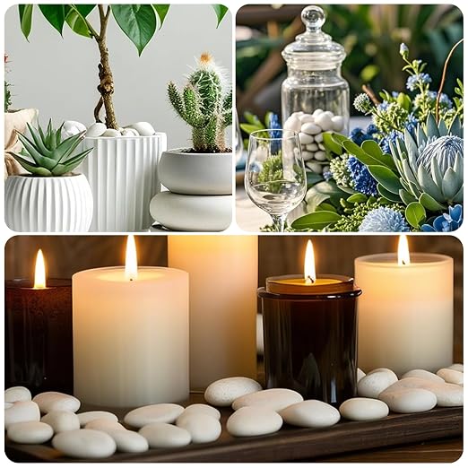 River Rocks for Landscaping,20lbs White Pebbles for Indoor Plants, 0.5-1.2 Inch Decorative Rocks for Planters, High Polished Stones for Vase Filler Fish Tank Garden