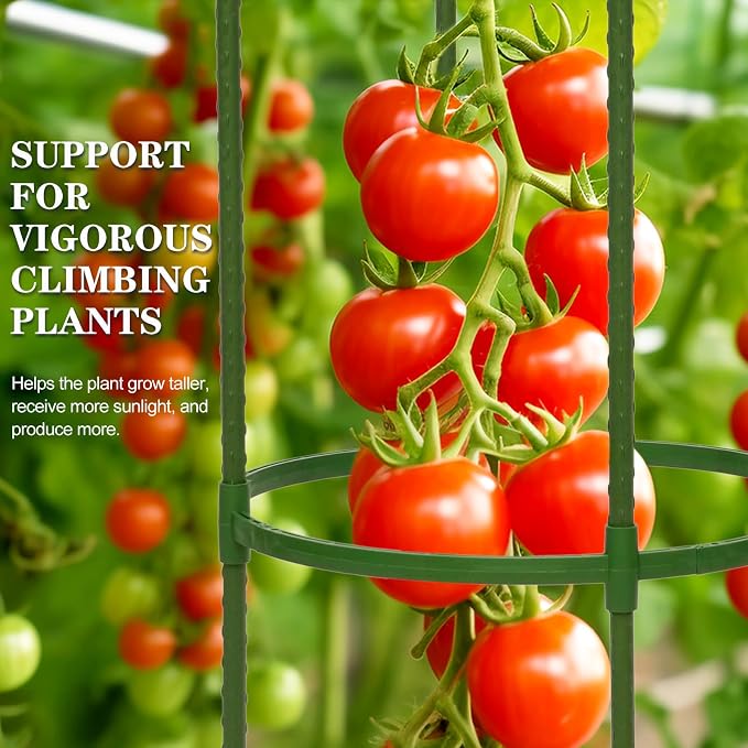 Tomato Cages for Garden,6 Pack 50in Tall Tomato Plant Support Stakes Adjustable Heavy Duty Steel Plant Tower Stakes, Updated Cucumber Trellis Garden Cages for Climbing Plants Vegetable Flowers