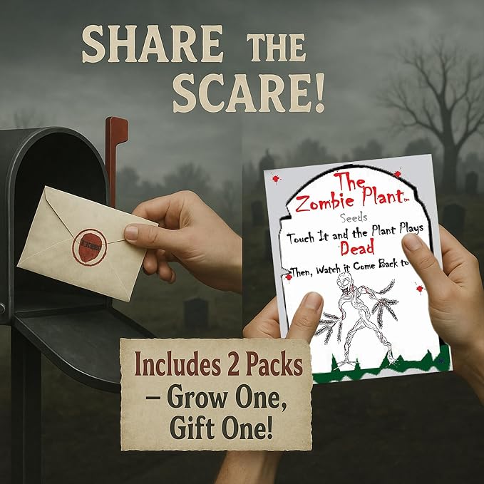 Zombie Plant Seed Packets ā Grow a Live Plant that Plays Dead When Touched! Unique Indoor Gardening Gift for Men, Dads, Gardeners & Plant Lovers, Educational STEM Activity ā 2 Pack