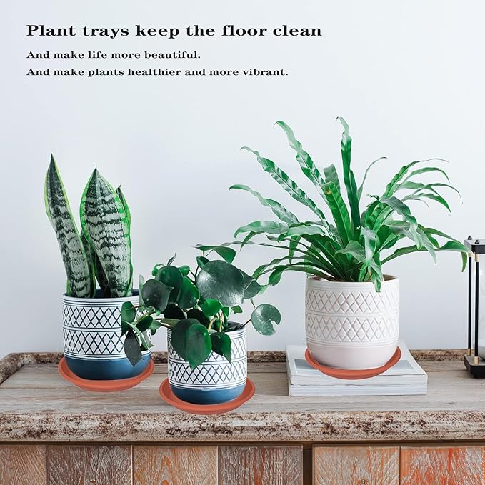 2 Pack of 19 inch Plant Saucer, 2.4" Depth Large Plant Saucer, Heavy Sturdy Plant Drainage Tray for Indoors, Bird Bath Bowls, Sturdy 18 inch Plastic Pot Tray for Planter 15-19", Terracotta